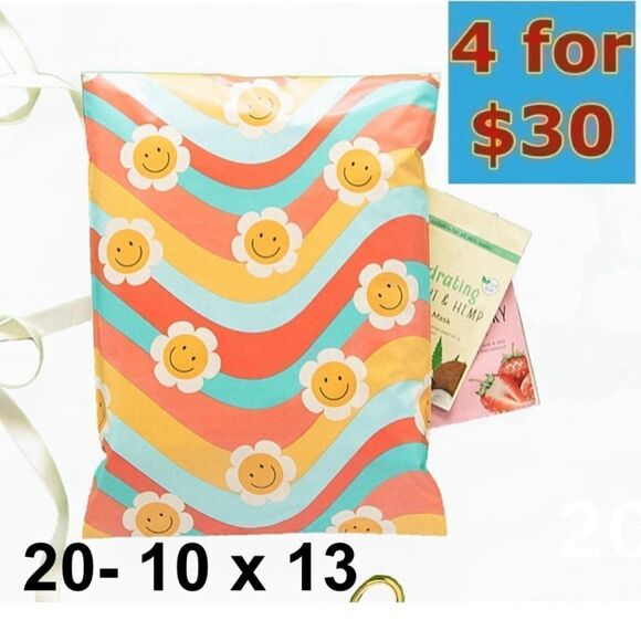 20- 10” x 13” Crazy Wavy Daisy Print Poly Mailers - Picture 1 of 6